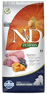 Farmina NandD Grain Free Pumpkin Lamb and Blueberry Puppy Food, 12 kg (Medium and Maxi)