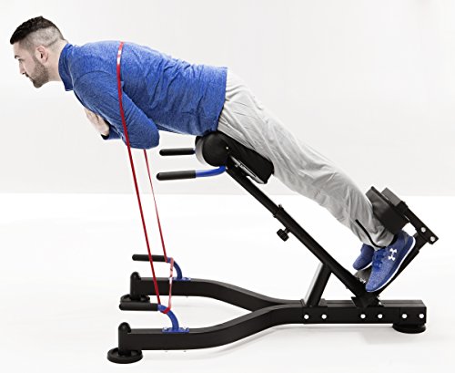 MAXXUS Hyperextension Pro, kombinierter Bauch- und Rückentrainer. Integrierte Liegestütz- Griffe. Extrem robuste Konstuktion. Extra dicke Polsterungen, auf Körpergröße anpassbar. Rückenstrecker, Torso Trainer - 9