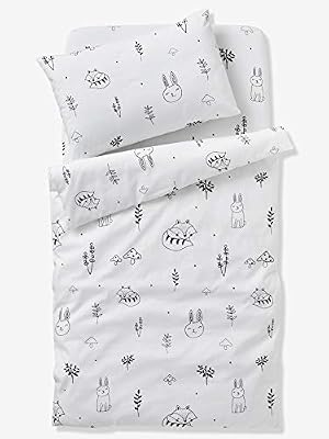 Vertbaudet Drap Housse bébé Foret Magique Blanc/Noir 60x120