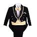 Dressy Daisy Baby Boys' Jacquard Cummerbund 5 Pieces Formal Tuxedo Suit With Tail Baptism Christening Outfit Size 9-12 Months Black Gold