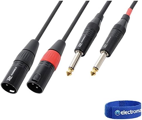 Twin Male XLR to Twin Mono Jack 6.3mm Connection Converter Lead Cable 0.2m