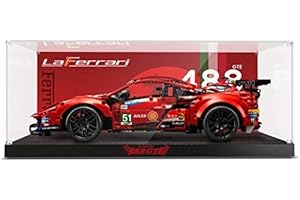 APRILA Boîte Vitrine Acrylique Compatible avec Lego 42125 Technic Ferrari 488 GTE AF Corse, Amélioré Présentoir Boîte Anti-Poussière Display Case Transparent Boîte d'affichage, 58,6 x 29,6 x 23,3cm