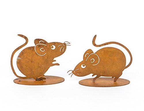 Mäuse im 2tlg. SET Metall rostfarben Höhe 7 cm Deko-Maus