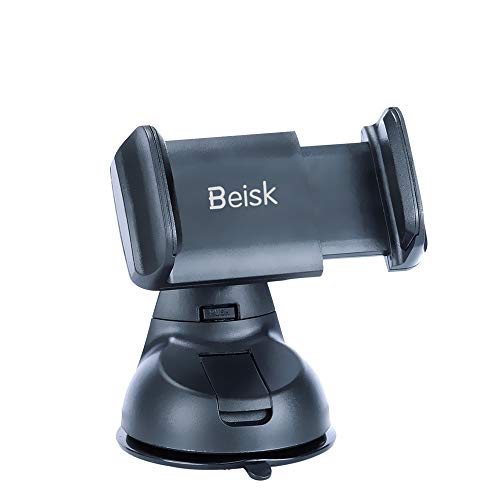 BEISK Soporte Móvil Coche Universal con Ventosa para Parabrisas y Salpicadero con Gel Fuerte y Giro 360 Grado Compatible para iPhone, Samsung, Huawei, Xiaomi,ect.