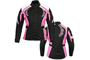 PROFIRST Motorcycle Ladies Waterproof Jacket Motorbike Women Armored Textile Cordura Coat Pink With Black