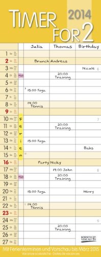 Timer for 2 safran 2014: Familientimer mit Ferienterminen und Vorschau bis März 2014