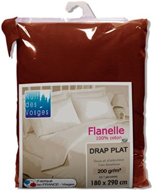 Nuit des Vosges 2226515 Caen Flat sheet Flannel Plain Color/Cotton Brown 290 x 180 cm