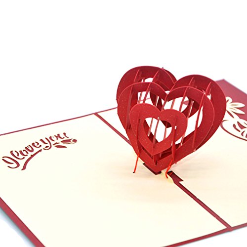 Medigy 3D pop up carte de voeux pour les valentines, les amants, couple, mariage, rencontres, anniversaire (coeur de l'amour)