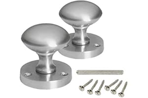 HANDLESTORE Designer Round Mortice Door Knob - Satin Chrome Sprung Door Knobs Set for Internal Wooden Doors (1 Pair)