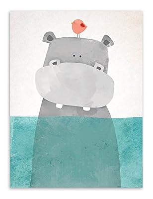Nordic Ideas Affiche Enfant Chambre Animaux Tableau Peinture sur toile Decoration Murale Poster Mural Cadeaux Anniversaire NPTWC001-M