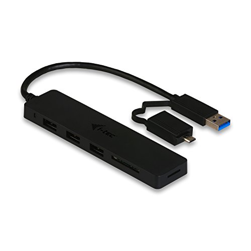 i-tec U3CR3HUB USB 3.0 Slim HUB 3-Port mit Speicherkartenlesegerät und OTG Adapter schwarz