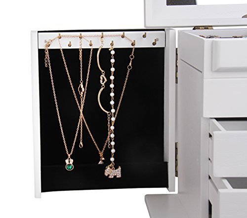 Holz Schmuckkästen mit 4 Schubladen und Spiegel Schmuckaufbewahrung Schmuckkoffer Schmuckkasten 31*21*28 cm MD20WT - 3