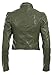 Khaki XL-14 Mina New Womens Faux Leather Biker Gold Button Zip Crop Ladies Jacket Coat
