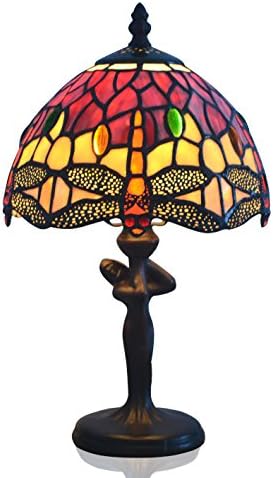 Nobeiyi lighting Dragonfly Tiffany Table Lamp with Stained Glass Shade and Zinc Alloy Base,Multicolor(8 Inch Diameter,Pack of 1)