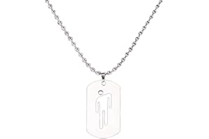 AOLIAY Damen & Herren Edelstahl Menschliche Halskette,Silber Edelstahl Ketten Mit Anhänger,Mode Hohl Square Plaque Schmuck Hip-Hop Souvenir Geschenk,Straße Lässige Halsketten für Party Reisen