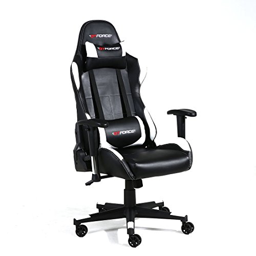 GTFORCE PRO BX RECLINING SPORTS RACING GAMING OFFICE DESK PC CAR LEATHER CHAIR (White)