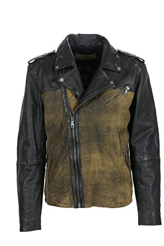 Freaky Nation Herren Jacke Gold-Rush Echtleder,  Braun (Brown/Black 2015),  Medium