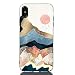 Produktbild Kompatibel mit iPhone X/iPhone XS Hülle, Cool Funny Bunt Minimalistischen Kunst Druck Minimal Zeichnung Motiv Stoßfest Ultra Dünn TPU Gummi Handyhülle Bumper Schutzhülle Etui - Japanischer Berg
