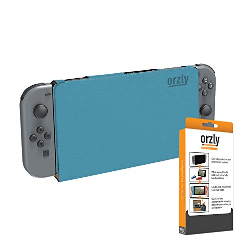 Preisvergleich Produktbild Orzly Displayschutz & Stand für die Verwendung mit Nintendo Switch, Multifunktionale Tablethülle in BLAU - Schutzhülle / Etui / Case / Cover für die Nintendo Switch mit eingebautem Stand und schützender Klappe, welches das Display der Nintendo Switch Konsole schützt
