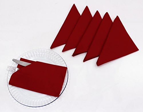 Cotton 6 Pieces Plain Napkins Set for Holiday Dinner Party Use- 16 X 16 inches, Maroon