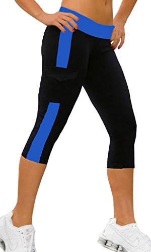 iLoveSIA® Damen Caprihosen zweifarbig Sport leggings Capri Tights