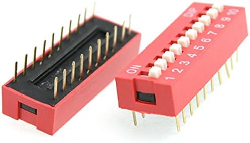 sourcingmap 10 Pcs Red Double Row 20 Pin 10P Positions DIP Switch 2.54mm Pitch