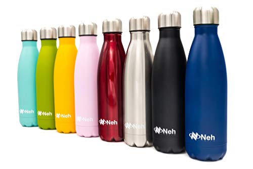 NEH Italia - Borraccia Termica in Acciaio Inox| Bottiglia Acqua Portatile da 500ml| Mantiene Freddo e Caldo| Ecologica, Adatta Sia per Sport, Palestra, Bambini e per Ufficio. (Blue)
