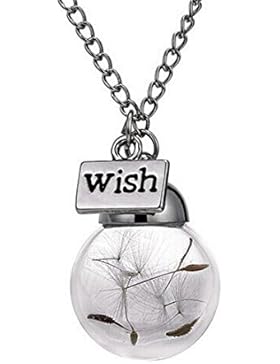 Wish Halskette echt Pusteblume Löwenzahn Halskette, echten Pusteblume Saatgut, Nature, Halskette, viel Glück Charme...