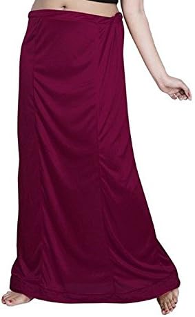 CRAFTSTRIBESaree Petticoat Inskirt Underskirt Skirt Maroon Sari Satin Innerwear Wrap