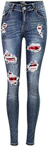 Wgwioo Women Jeans High Waist Denim Washed Stretchy Disco Skinny Patch Street Trouser Zipper Pocket Leggings Pants . Picture Color . 38