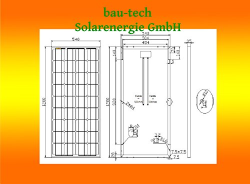 1 Stück 100 Watt Solarmodul Solarpanel Photovoltaik Solarzelle monokristallin von bau-tech Solarenergie GmbH - 2