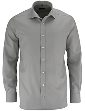 ETERNA Modern Fit Hemd Langarm Struktur hellgrau