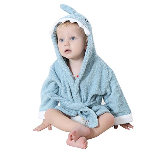 VLUNT Super Soft Absorbent Organic Cotton Baby Boy & Girl Cotton Infant Animal Hooded Bath Beach Towel Bathrobe, Perfect for Baby 0 to 2 Years Old