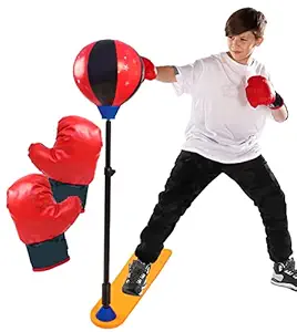 Toyshine Sports Boxing Punching Stand Set | Adjustable Height Upto 120 Cms, Sports Toys for Boys and Girls