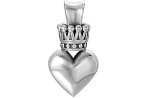 FORFOX Klein 925 Sterling Silber Herz Charm Anhänger mit Krone für Herren Damen