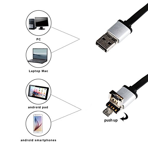 Crenova iScope 2 in 1 2.0 Megapixel CMOS HD Micro USB Type-C Endoscope Waterproof Handheld Borescope Digital Inspection Camera Snake Camera For Mac/Windows System Android Smartphone with 4 Meters Cable