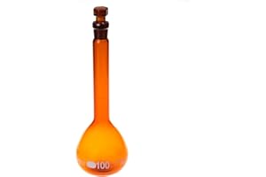ALWSCI 2 Pezzi 100 mL Ambra Matraccio Volumetrico Matracci Tarati da Laboratorio con Tappo in Vetro, Vetro Borosilicato 3.3, Classe A, Matraccio Graduato per Laboratorio