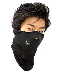 PrimeBox Soft Fabric Full Neck Cover Face Mask (Black, Standard Size)