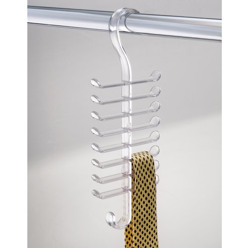 mDesign Schrank Organizer mit 17 Haken – ein praktischer Krawattenhalter und Gürtelhalter für den Kleiderschrank, durchsichtig - 2