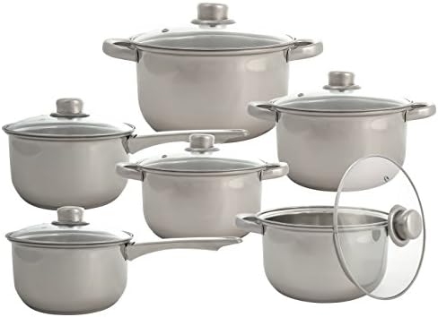 6 Piece Pan Set, Cookware Set, Saucepan Set- Stainless Steel Silver Suitable for Induction, Ceramic, Electric and Gas Cooktops.