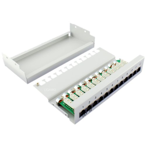Preisvergleich Produktbild Ligawo ® Patchpanel Cat.5e 12-fach geschirmt grau – Desktop / Wand