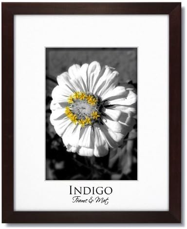 SET of 2 - 11x14 Dark Walnut Wood Frames and Glass with Single White Mats for 8x12. by Gallery Dark Walnut