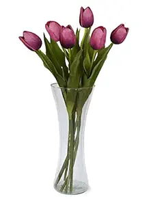 TiedRibbons Flora Vase (9 inch) with Artificial Tulips Stems