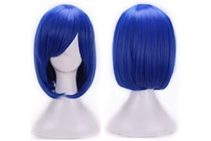 SOUTHSKY Peluca Corto recta de fibra sintética resistente al calor para mujer, disfraces de Halloween, cosplay, 25cm (Azul)