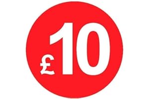 AUDIOPRINT LTD. Pack of 500-20mm Price Stickers/Labels - Choose from 10p to £95 - Bright Red - Many Prices to Choose from (£10 - Red)