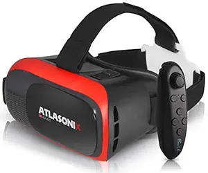 Atlasonix VR Headset Compatible with iPhone and Android Phones Bonus: Remote Control for Android Smartphones 3D Virtual Reality Goggles with Controller Adjustable VR Glasses for Kids and Adults