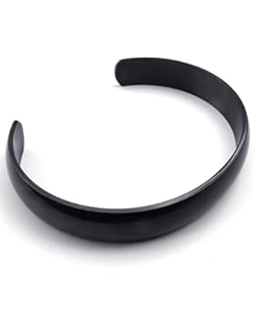 mendino Herren Damen Armband Armreif Edelstahl schwarz poliert mit Geschenk pouth