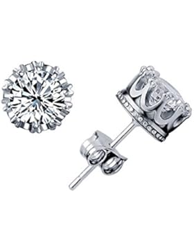 Neoglory Jewellery 925 silber Ohrstecker Kugel mit Zirkonia weiß