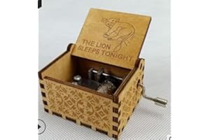 Nostalgish Music Boxes Hand Crank Wooden Musical Boxes Music Box - Unique Gift (Wood, Lion Sleeps)