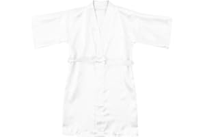 IQYU Albornoz infantil de seda de satén, kimono, bata de estilo japonés, bata de flores, bata larga con bata, bata de noche para spa, boda, fiesta